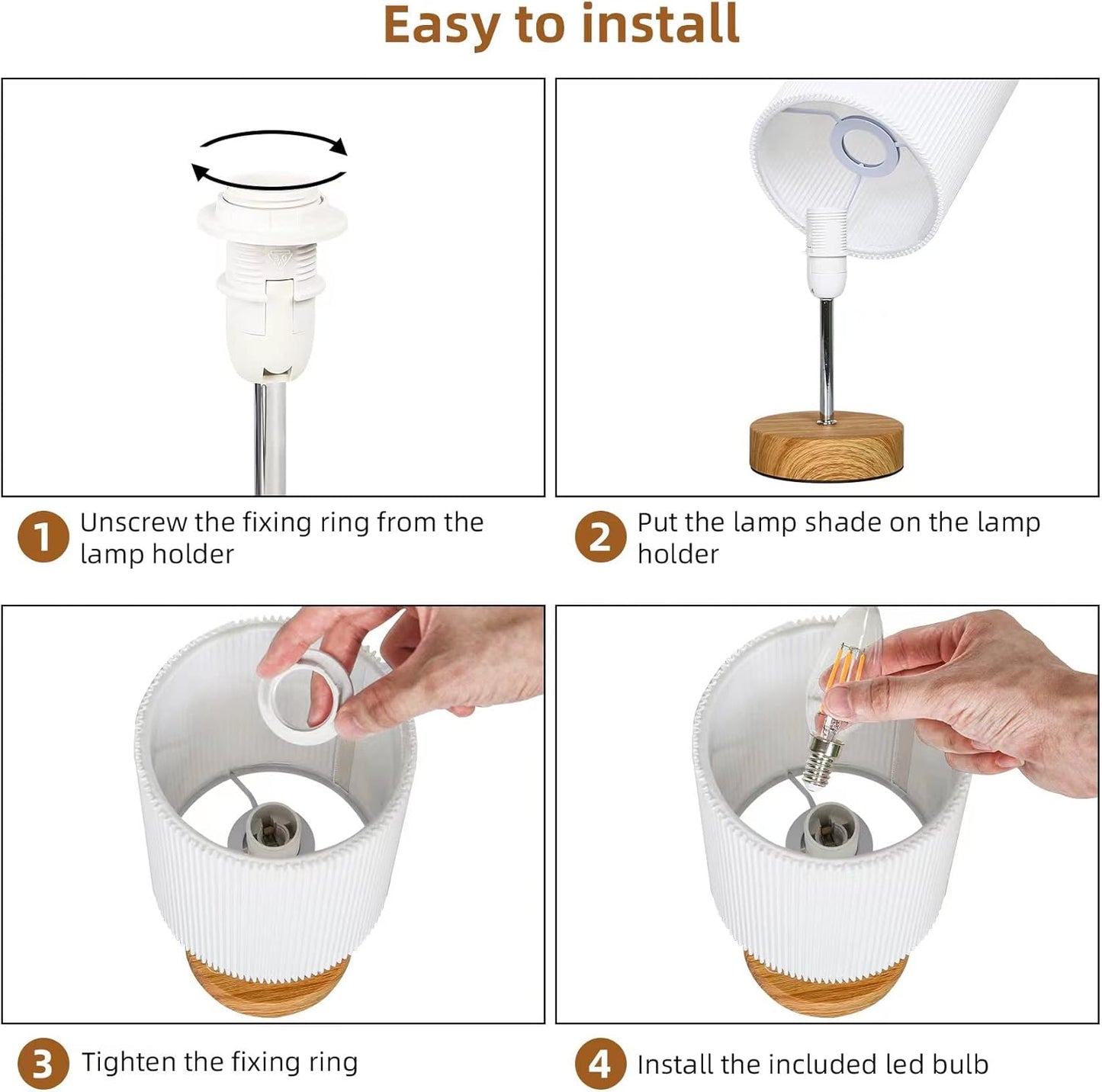 Step-by-step guide for easy installation of Aomeya touch control table lamp set with lamp shade and bulb