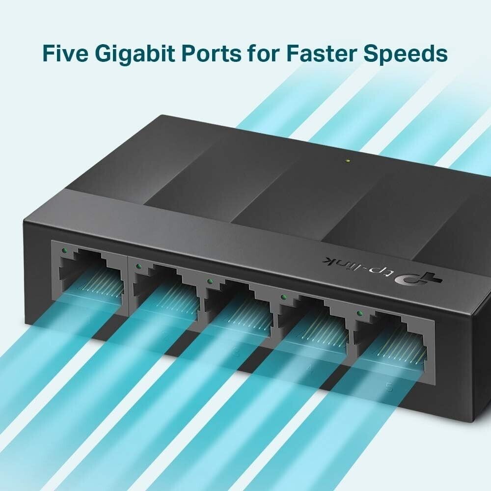 TP-LINK 5 port gigabit switch with five ports for faster network speeds and reliable connectivity