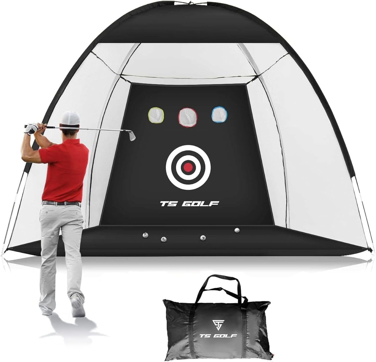 TS Golf practice net for garden featuring target zone for effective golf training at home