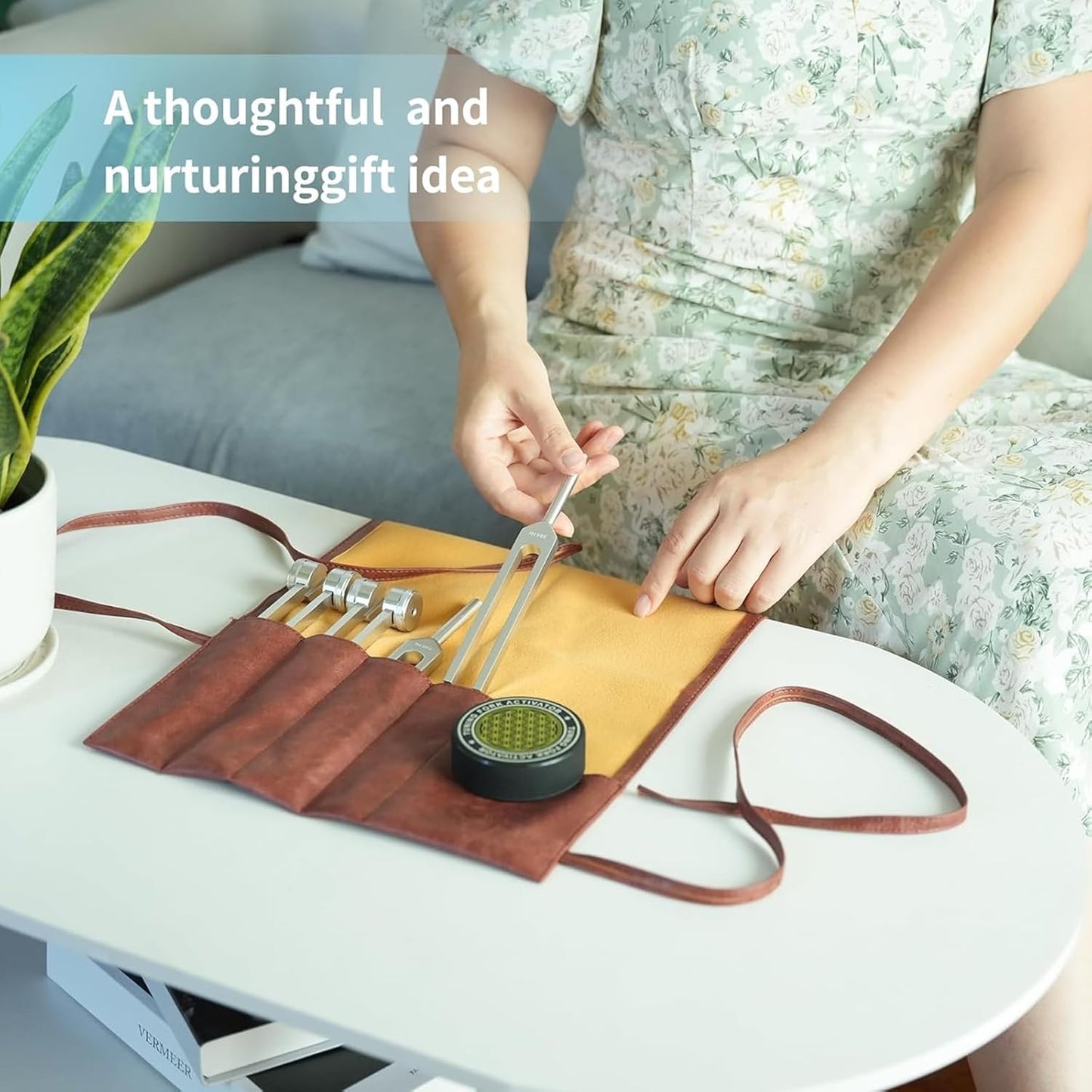 TIJUNIK tuning forks for healing displayed in a stylish holder, perfect for wellness and relaxation