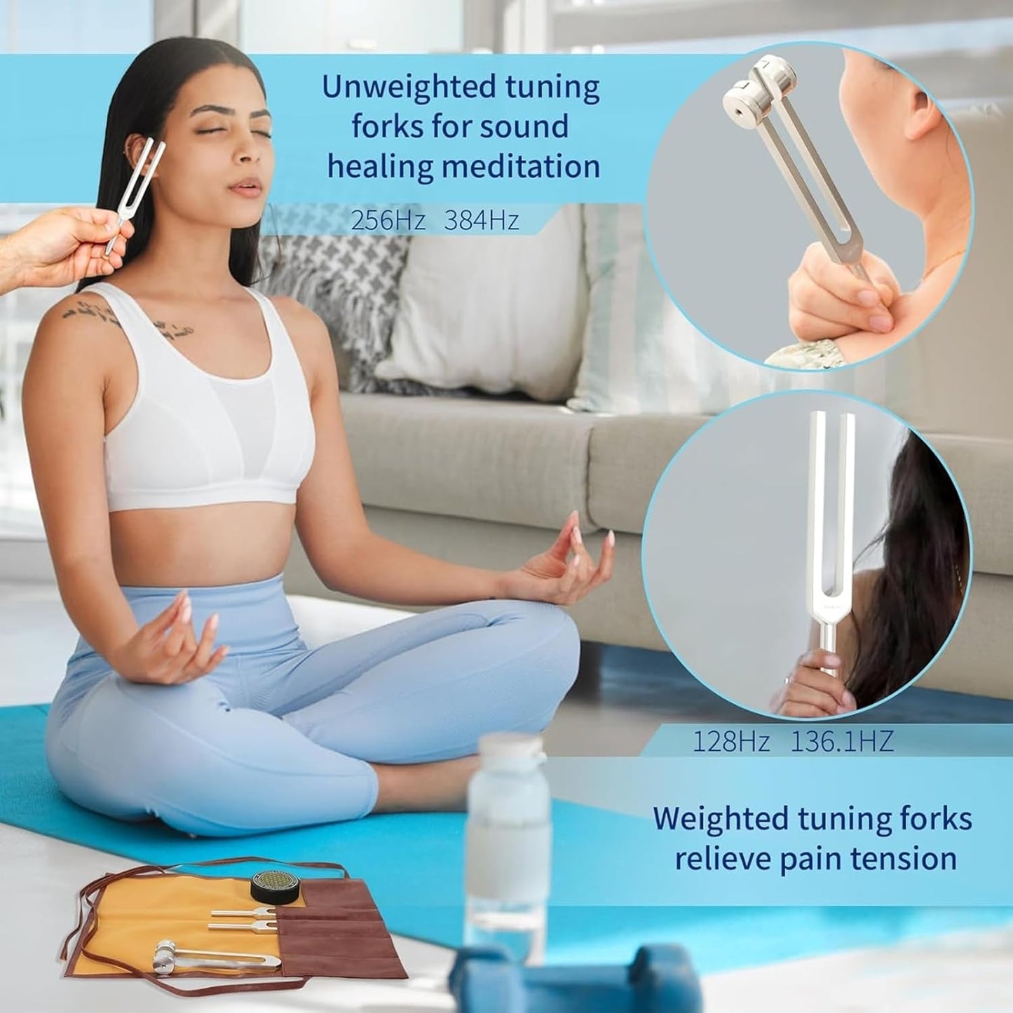 TIJUNIK tuning forks for healing, unweighted and weighted models for sound therapy and meditation