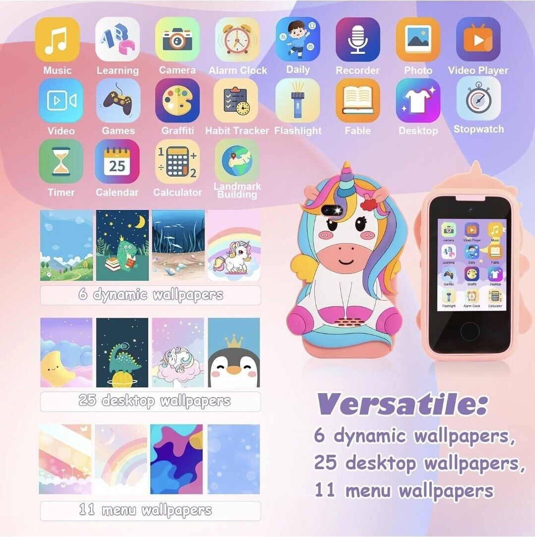 Kids smart phone toy with dynamic wallpapers, learning apps and colourful design for playful learning