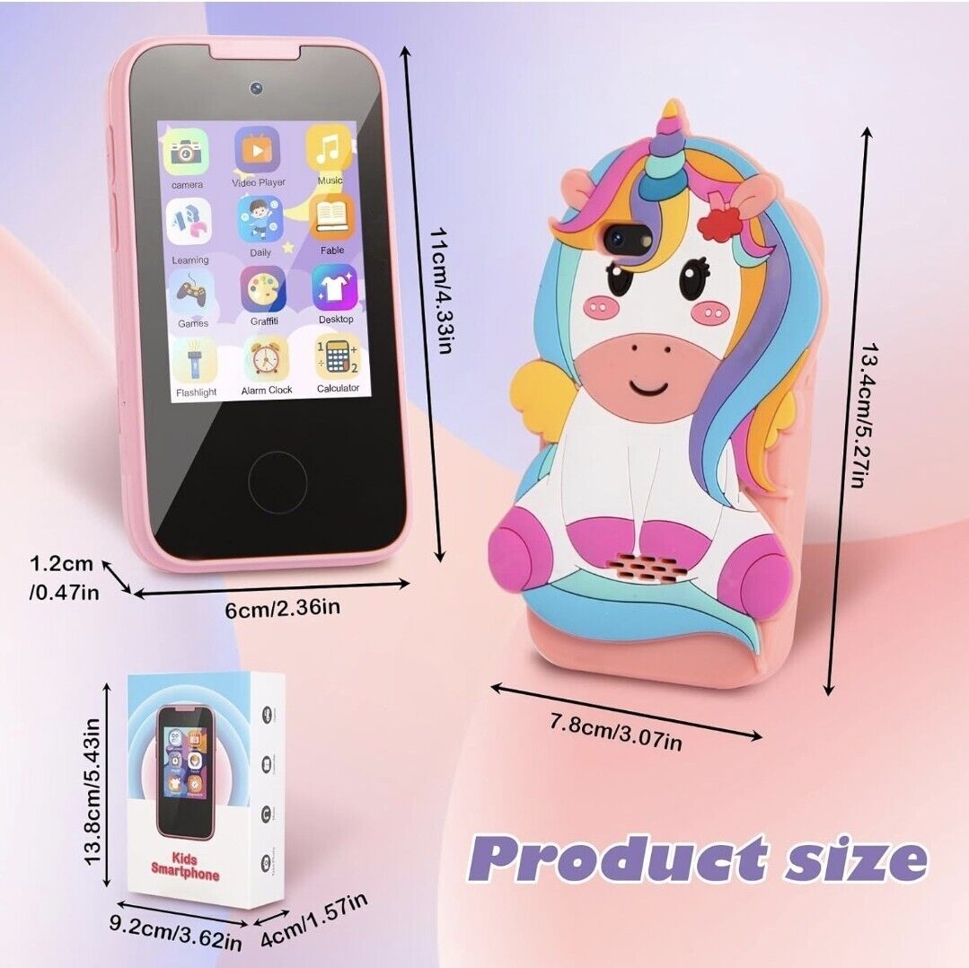 Kids smart phone toy in unicorn design with colorful buttons and playful features for children