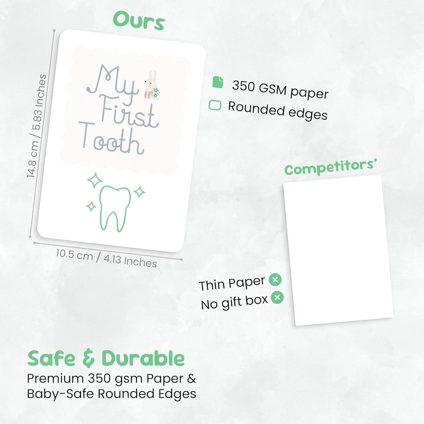 Unisex baby milestone cards with rounded edges made of durable 350 GSM paper for memorable moments
