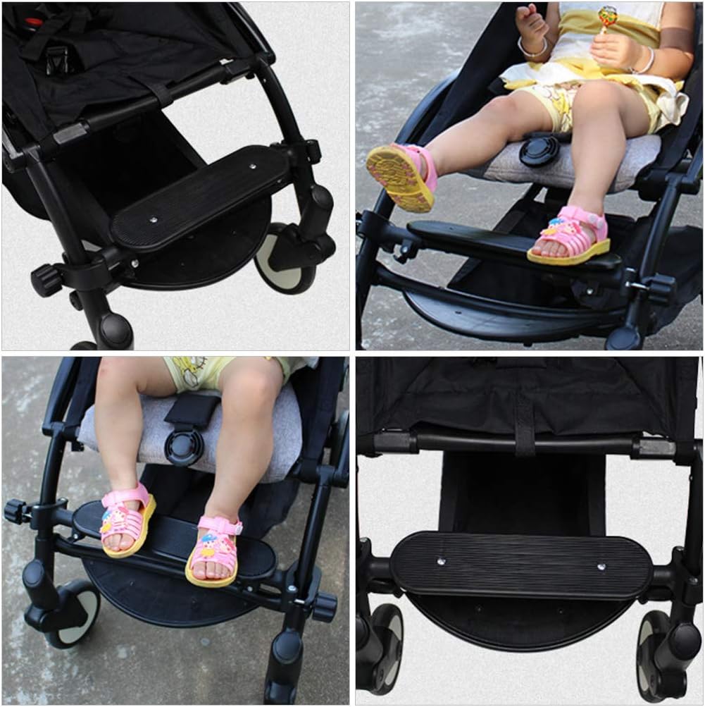 Universal stroller pedal shown with a child sitting comfortably in a stroller for easy access and use