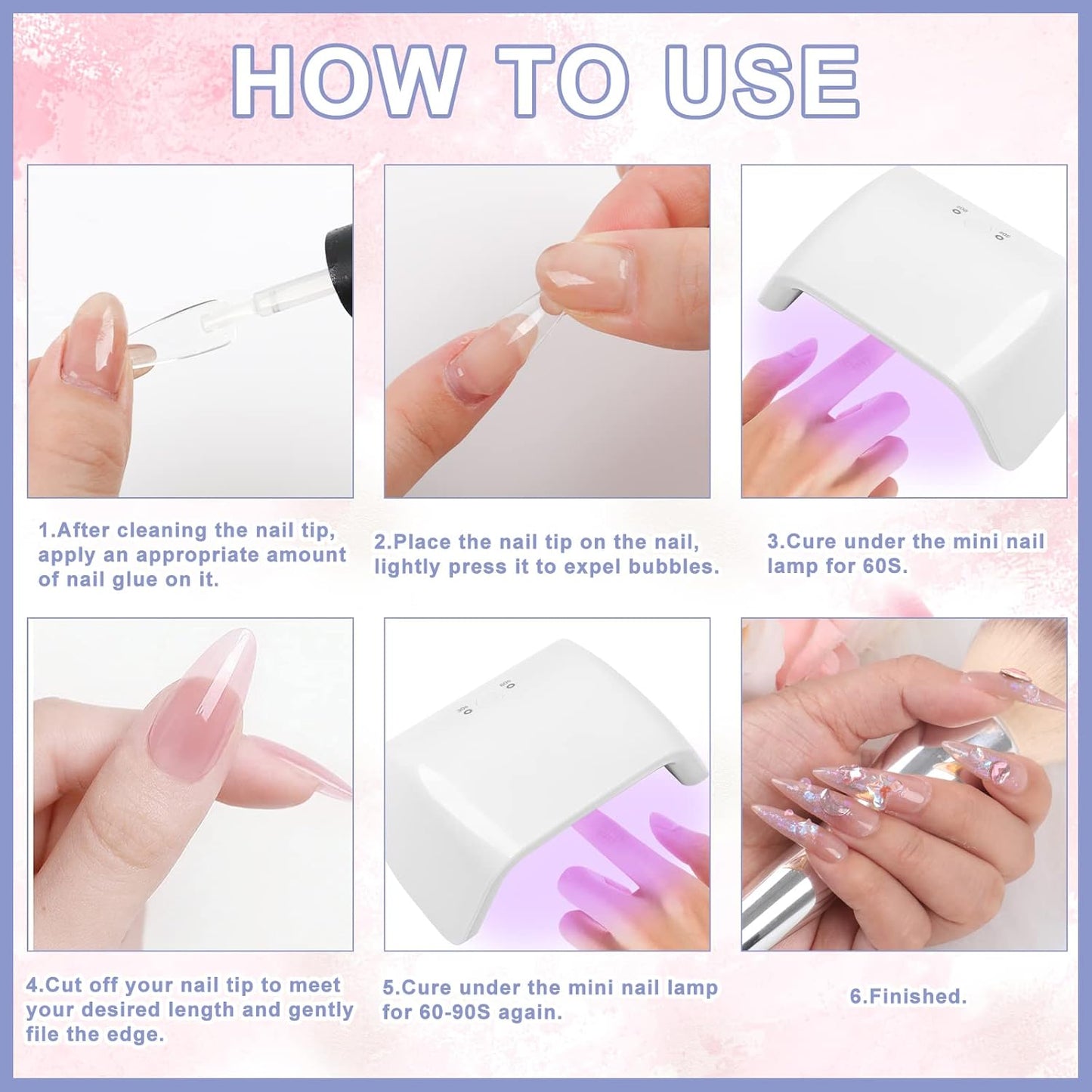 Step-by-step guide to using a UV nail lamp for gel nails with detailed application instructions