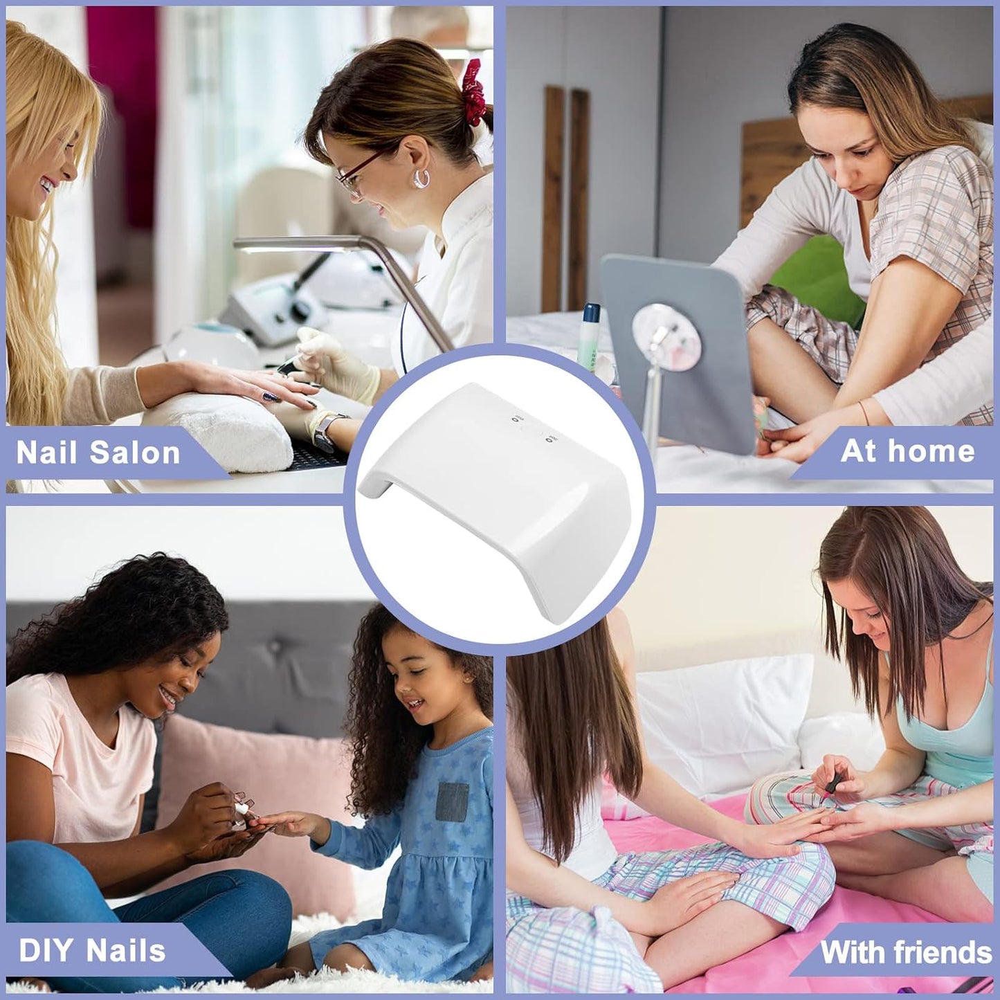 UV nail lamp for gel nails used in salon and at home for DIY nail art with friends