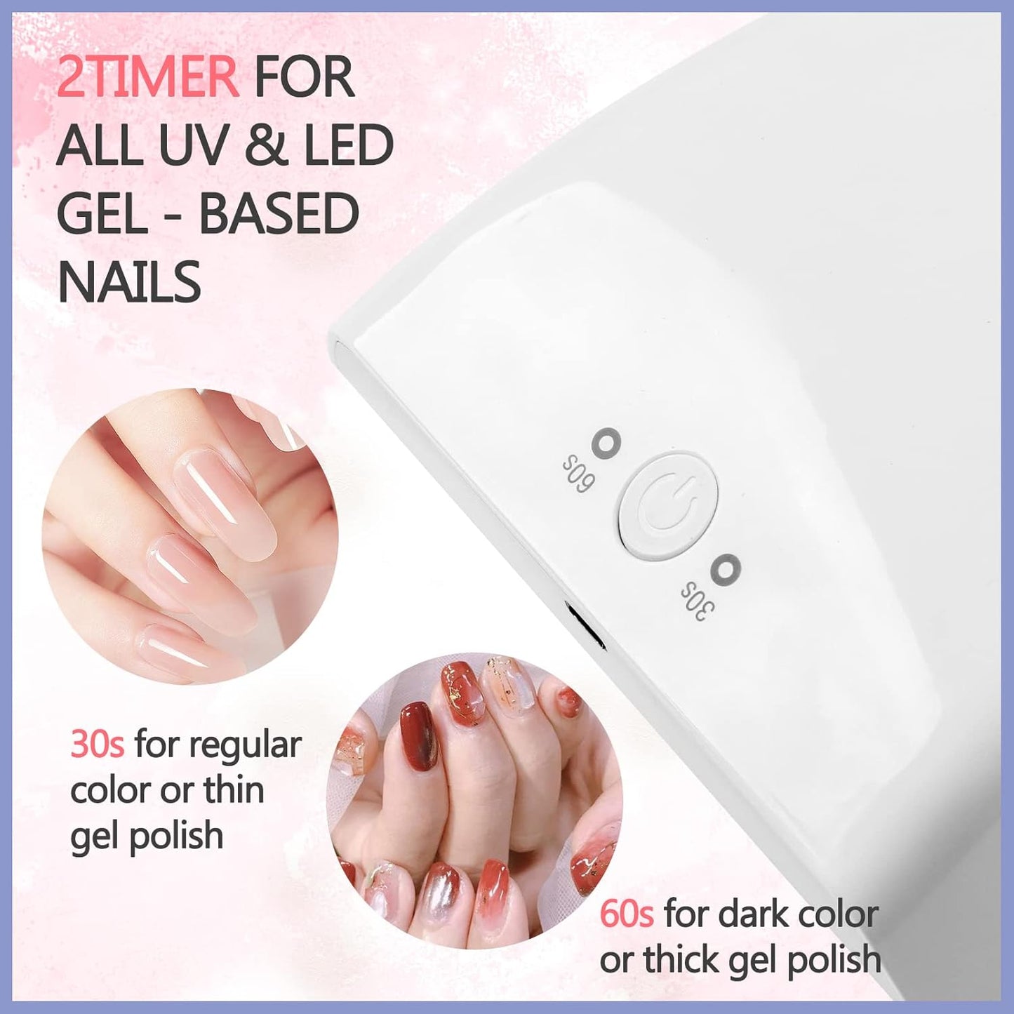 ANGNYA UV nail lamp for gel nails with timer settings for all gel-based nail polishes