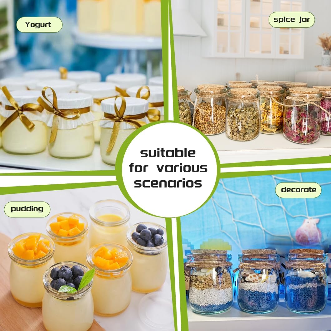 AIXIANG Glass Storage Jars for Yogurt, Pudding, and Spices with Decorative Features for Various Uses