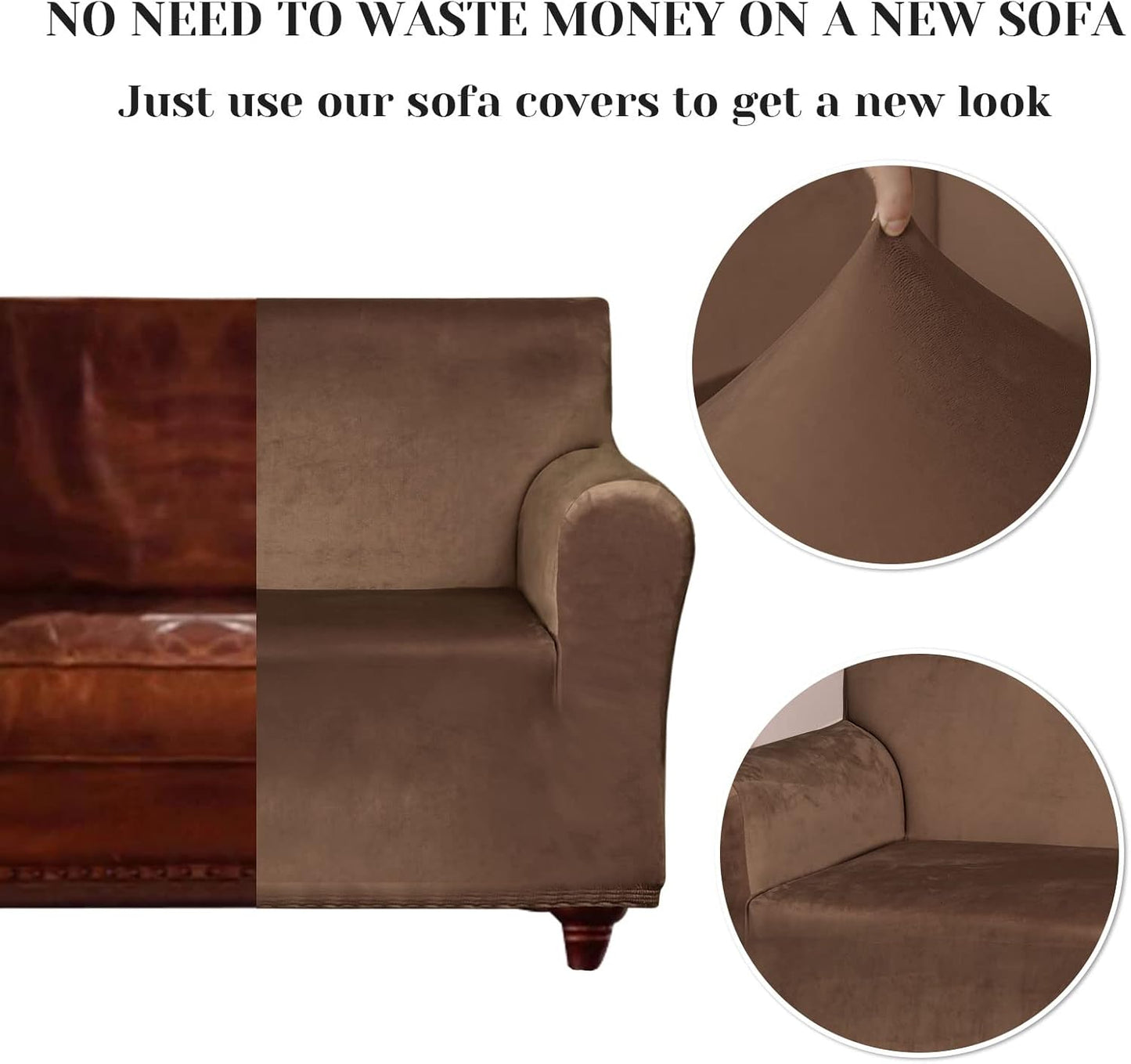 Chocolate velvet loveseat cover by Pretty Jolly for transforming your sofa's appearance