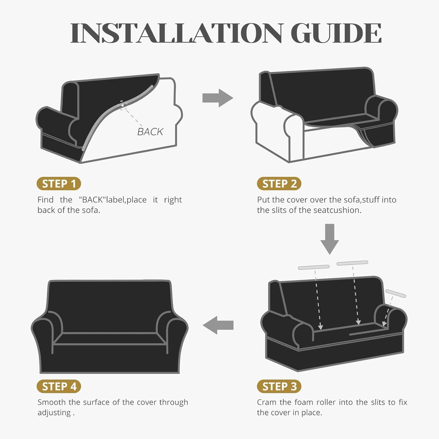 Installation guide for velvet loveseat cover chocolate with step-by-step instructions