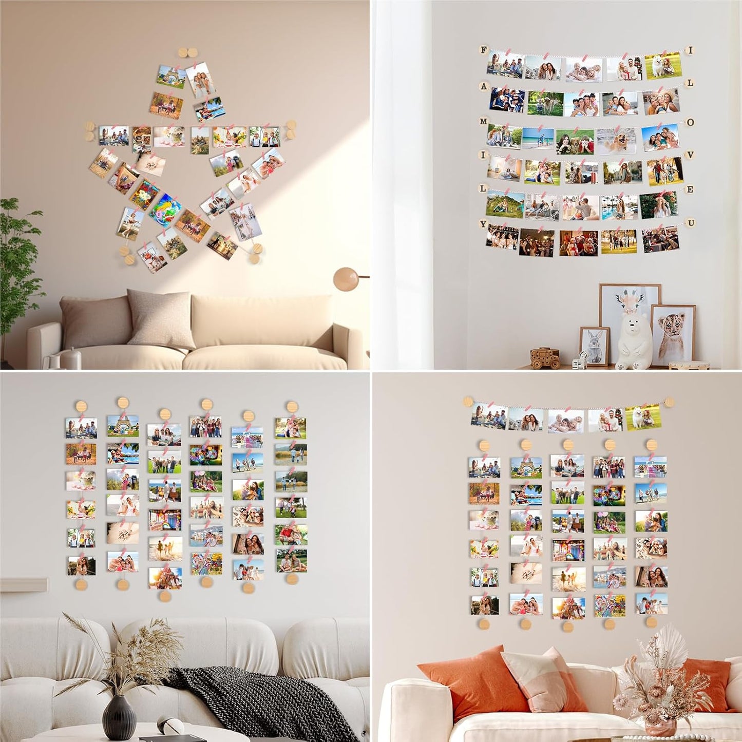 Stylish wall mounted photo holder pink designed for displaying cherished memories in various arrangements