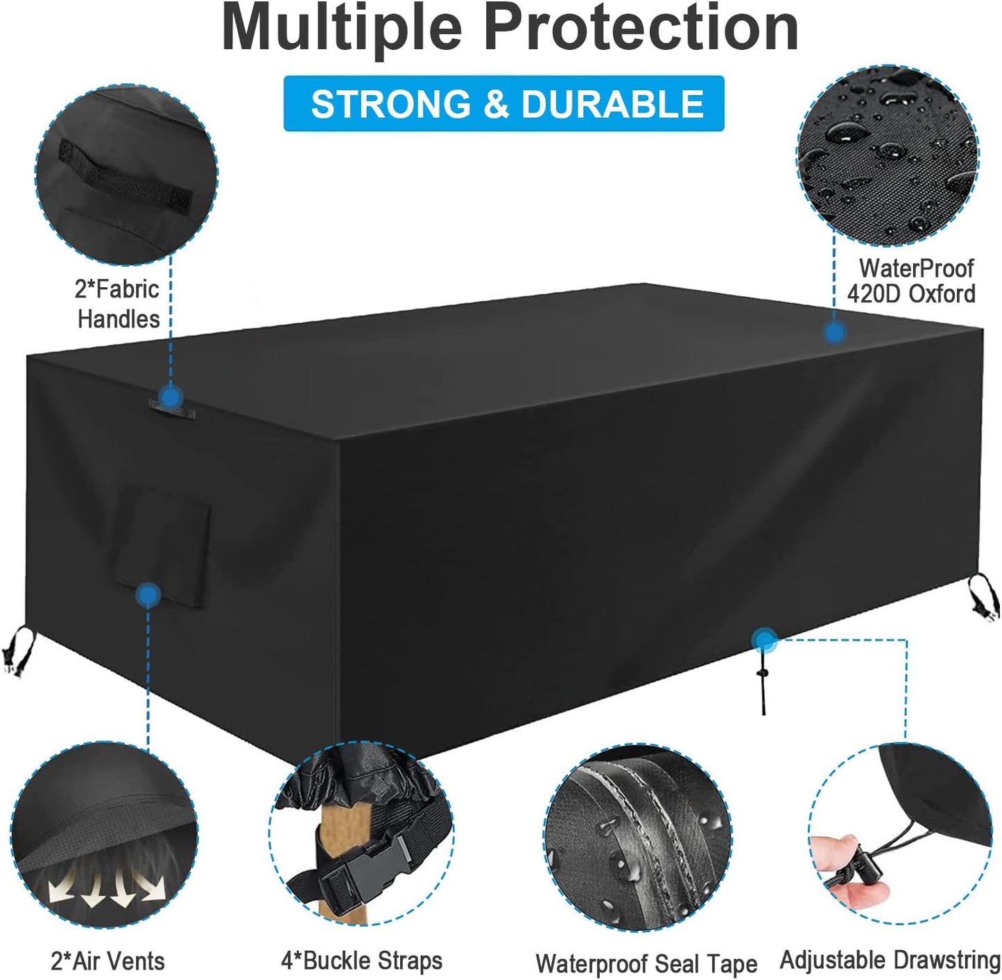 NOHON waterproof garden furniture covers with air vents and adjustable drawstring for reliable outdoor protection