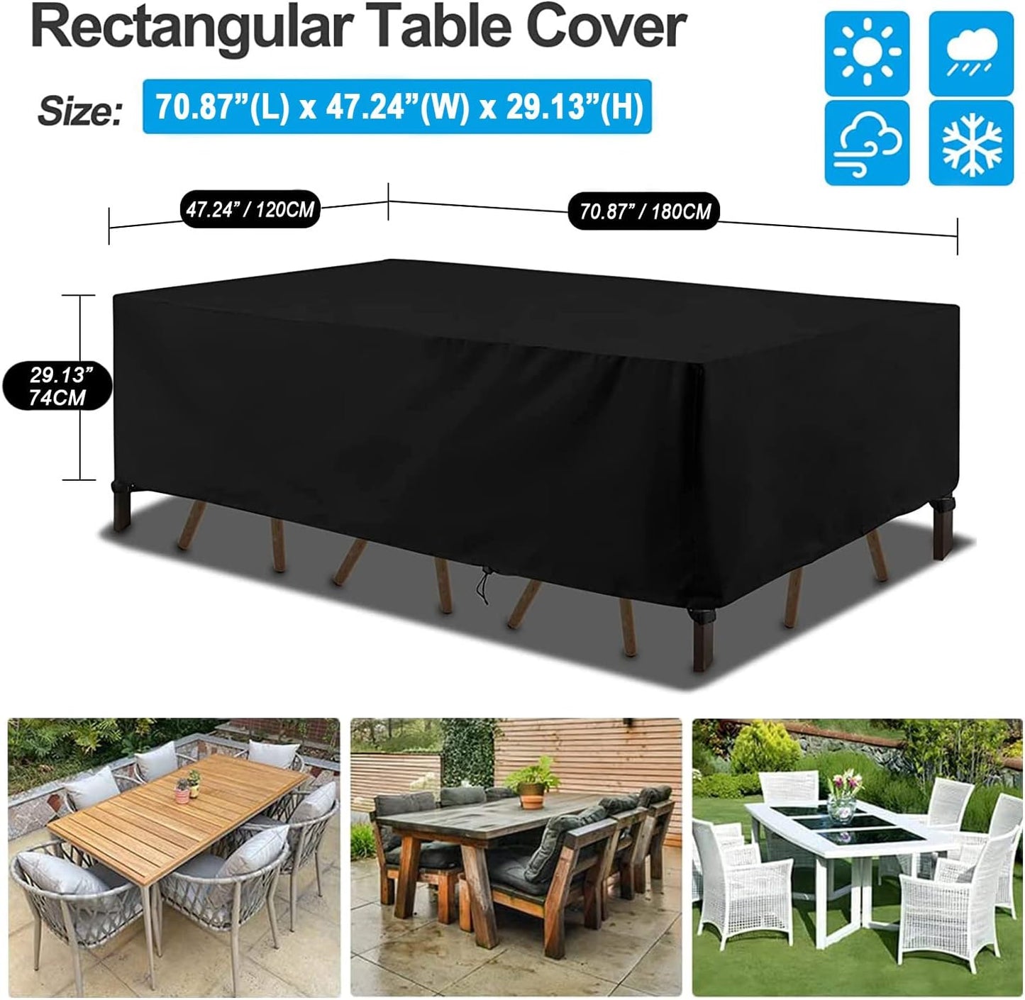 NOHON rectangular waterproof garden furniture covers for protection against rain and snow