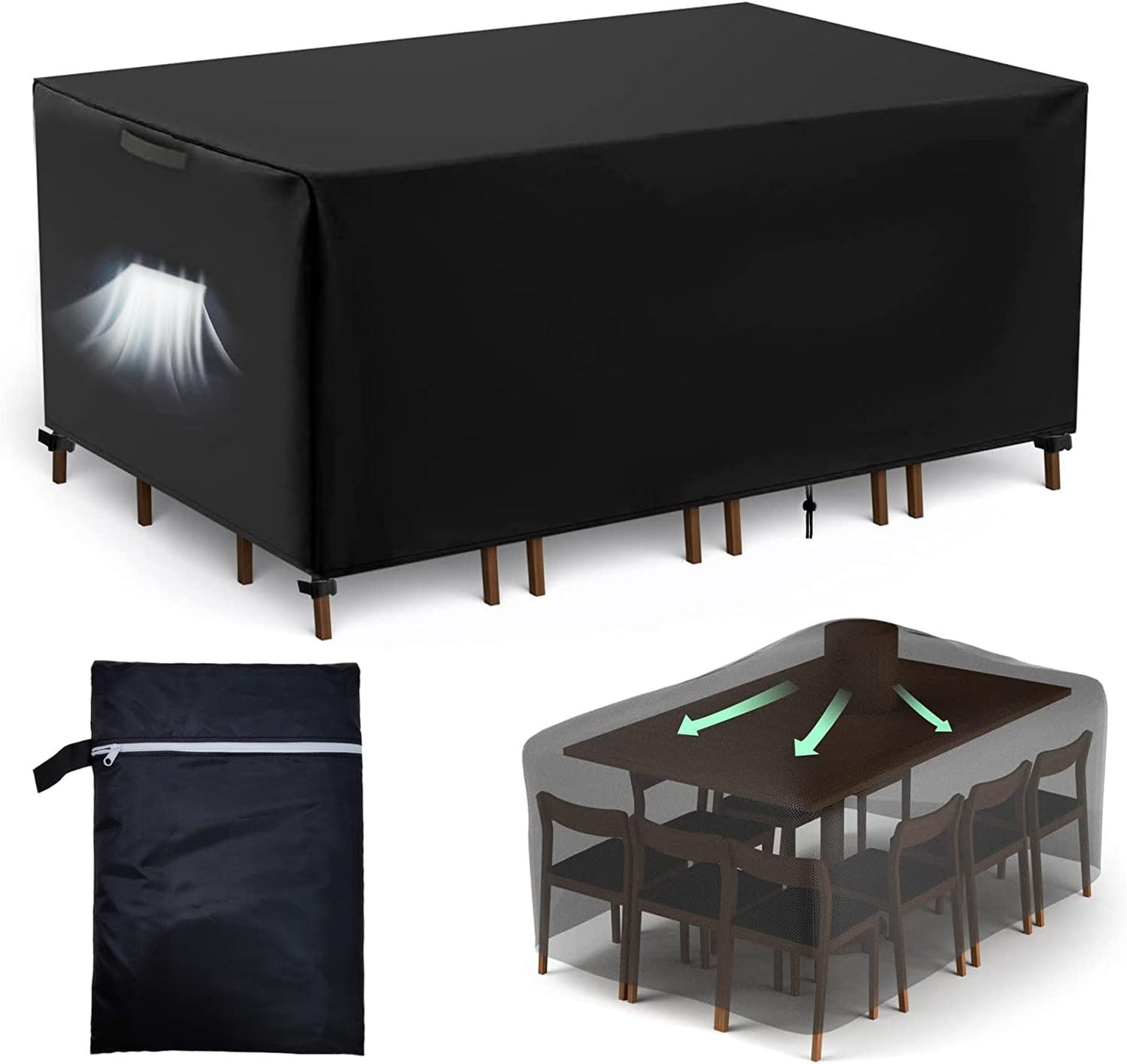 NOHON waterproof garden furniture covers for protecting outdoor tables and chairs from weather elements