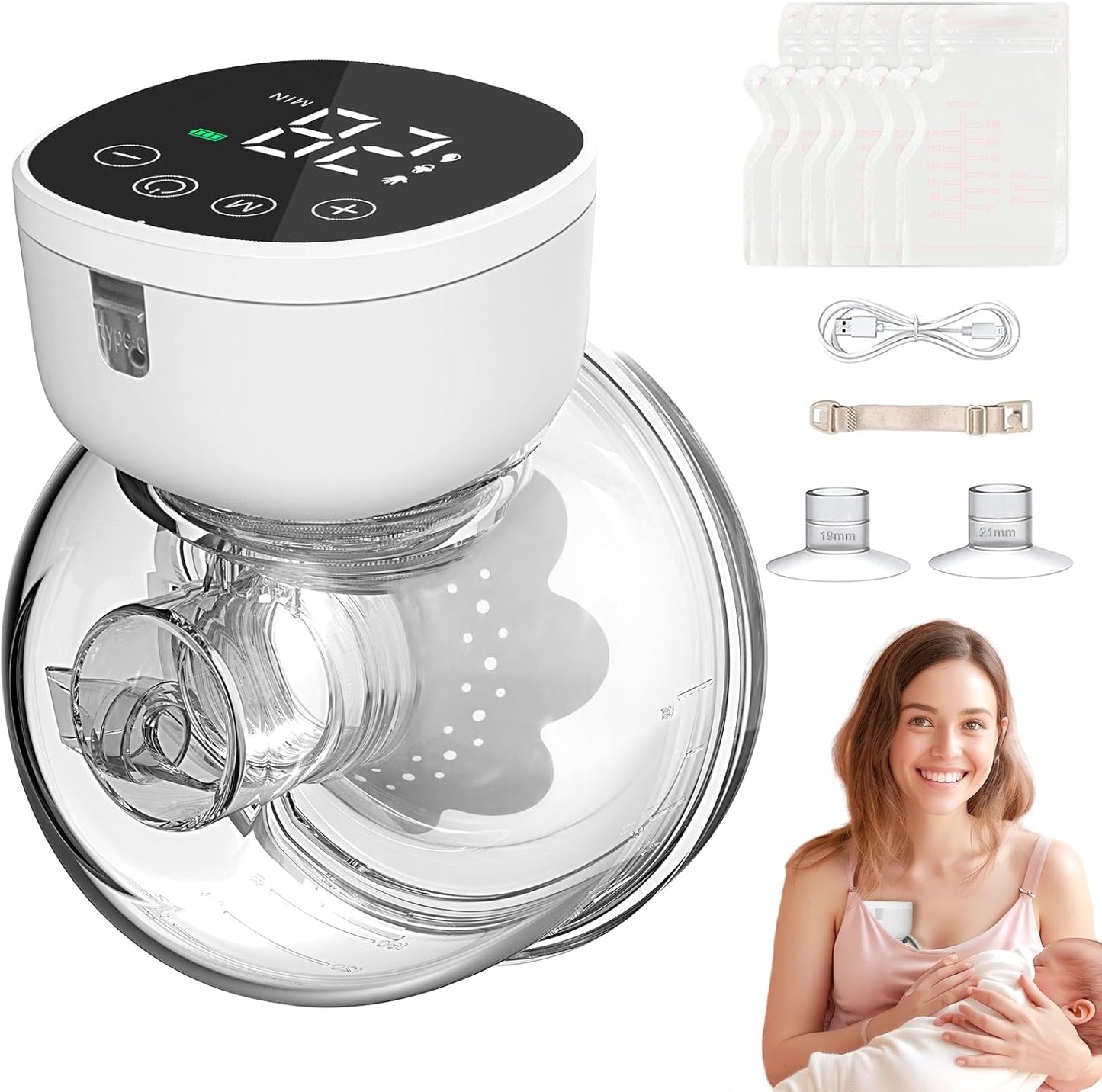 Paishenkeji wearable breast pump hands free with accessories for convenient breastfeeding