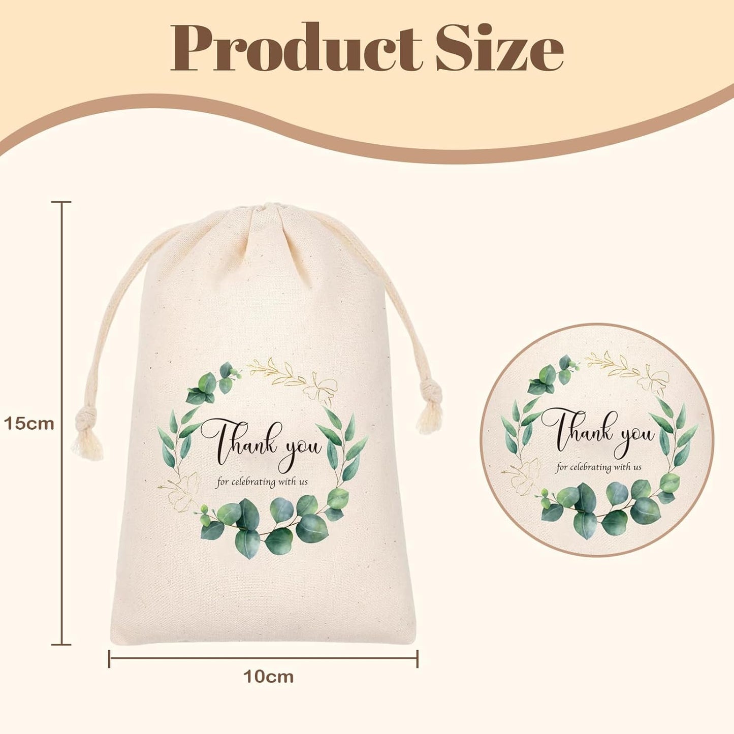 Wedding favour bags cotton linen with a delicate floral design, perfect for special events.