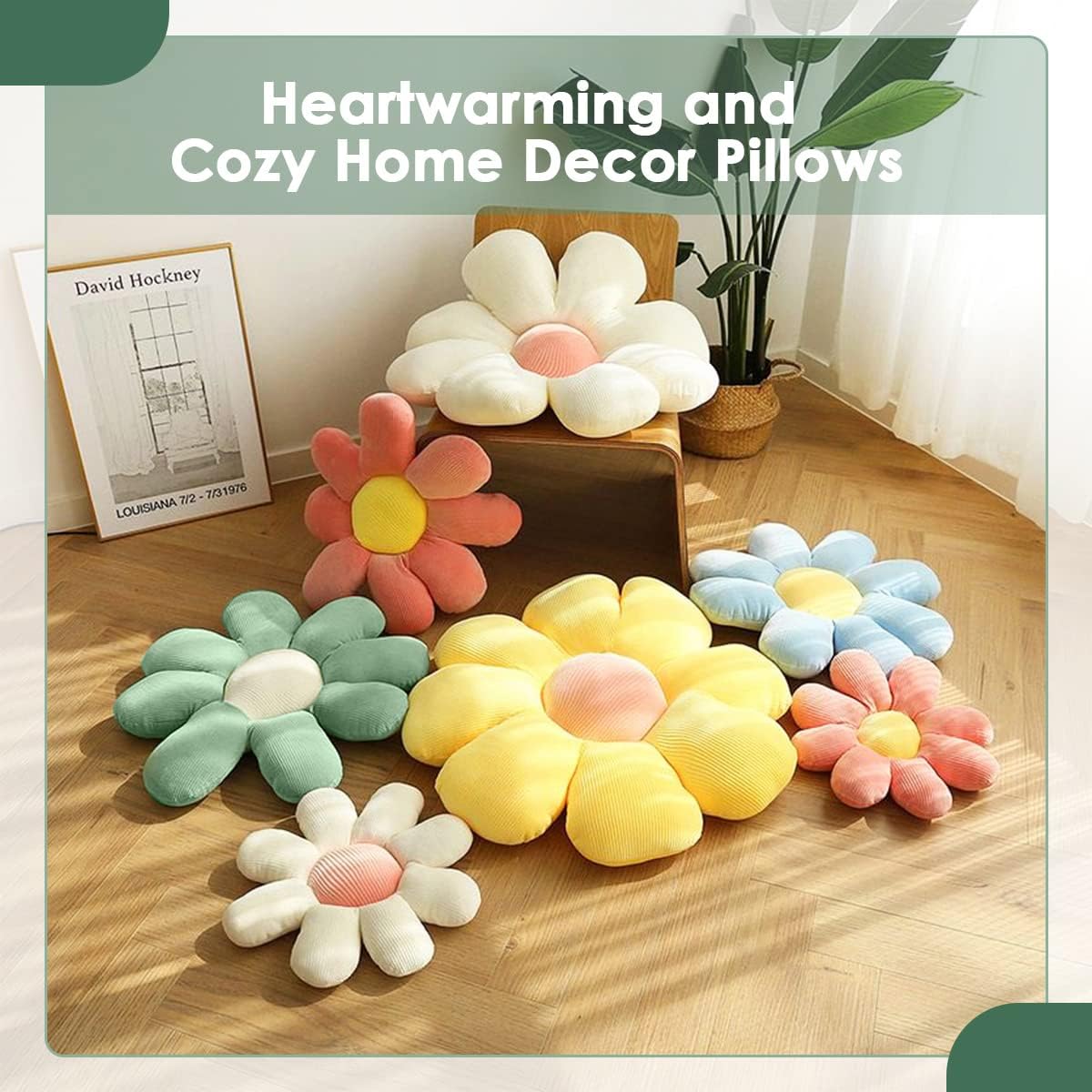 OstepDecor white flower pillow collection in various pastel colours for cosy home décor