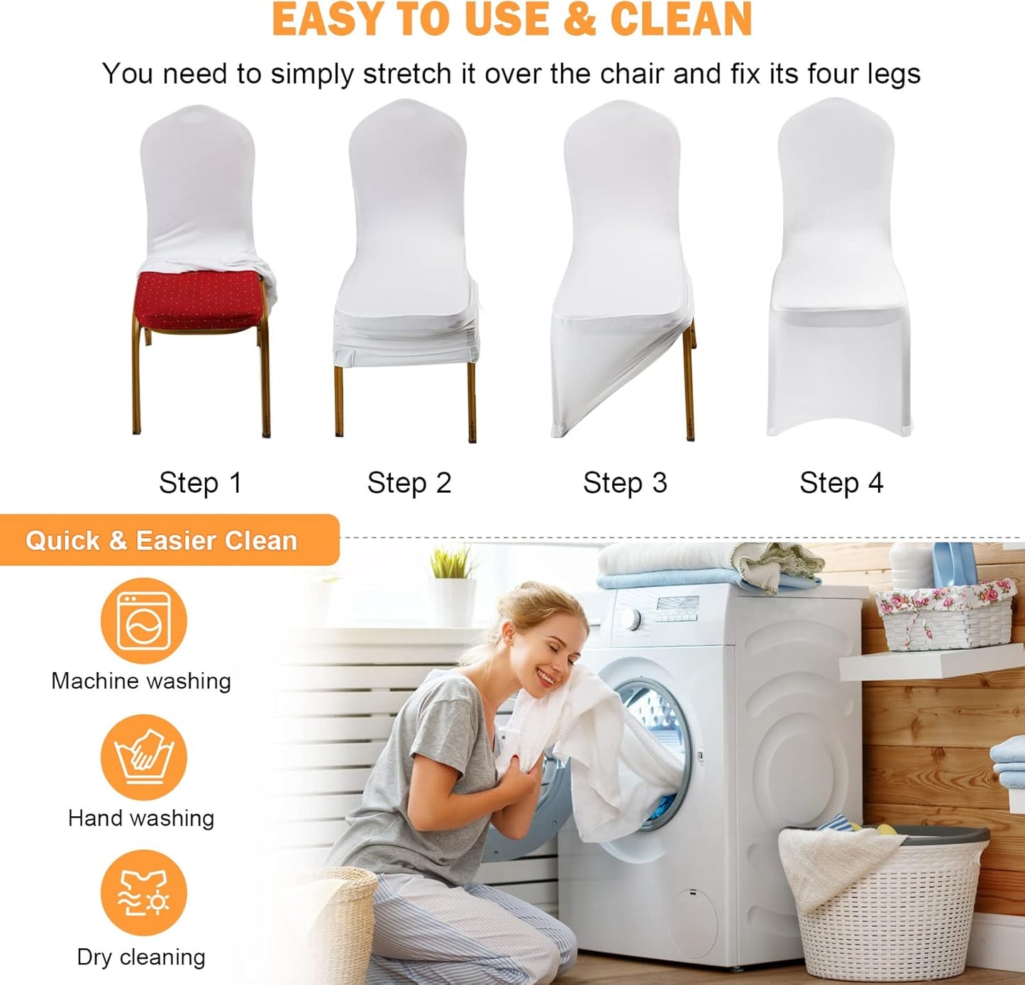 Step-by-step guide for using white polyester stretch chair covers for easy cleaning and installation