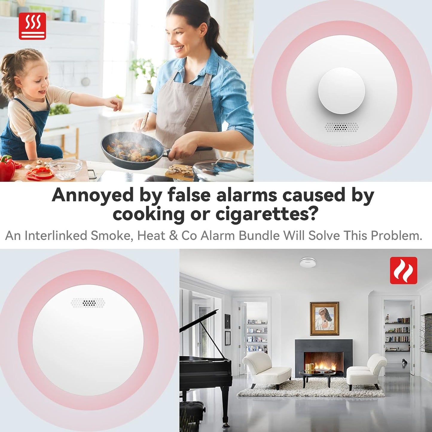 CPVan wireless interlinked smoke and carbon monoxide alarm for reducing false alarms in the home