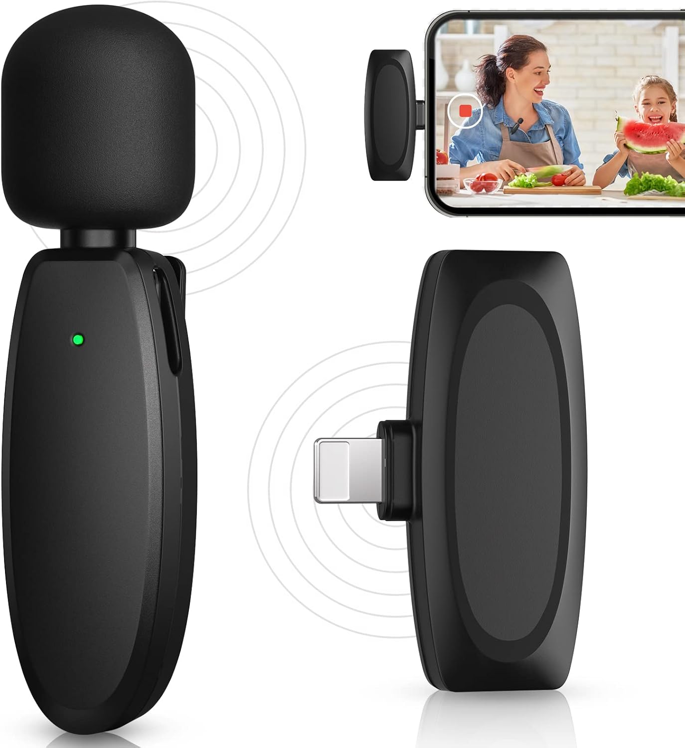 BALORIZ wireless lavalier microphone with clip-on design for smartphones and video recording