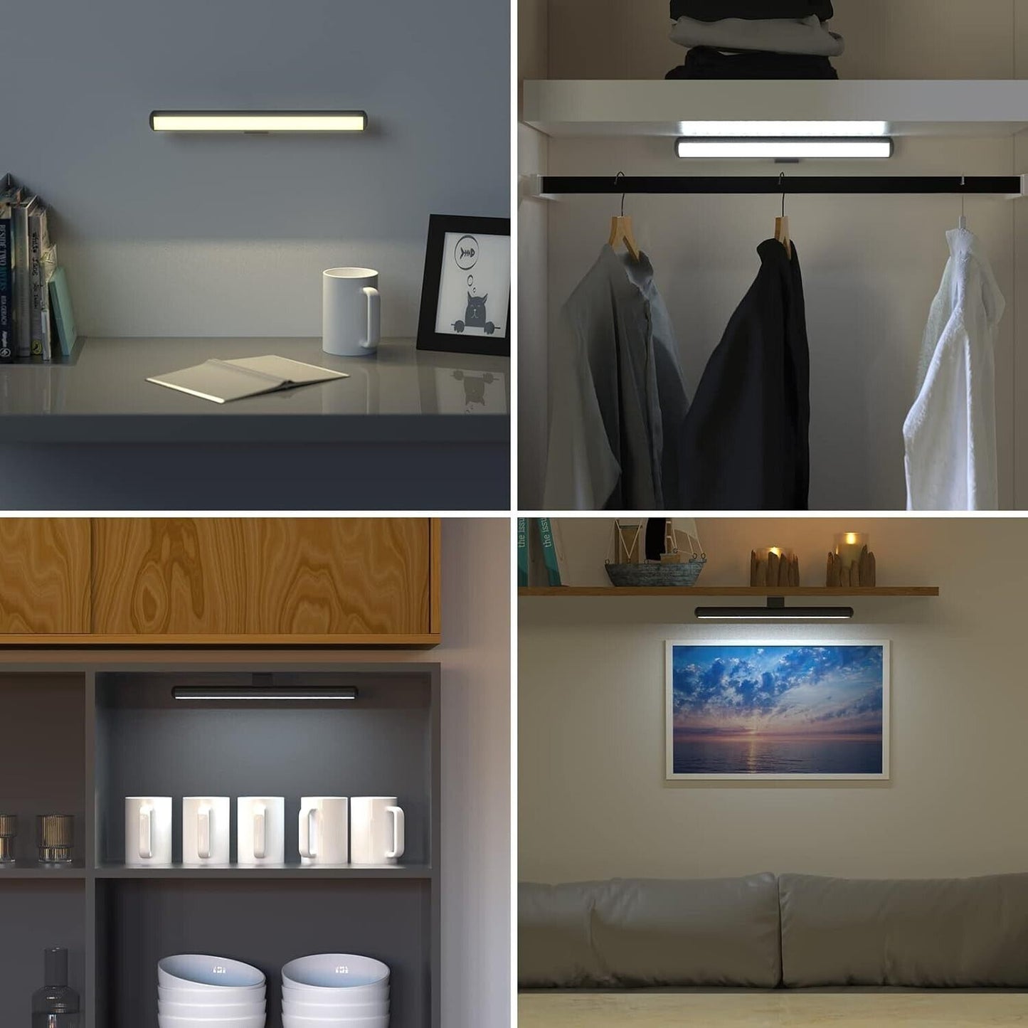 Wireless picture light rechargeable for illuminating artwork and displays with adjustable brightness
