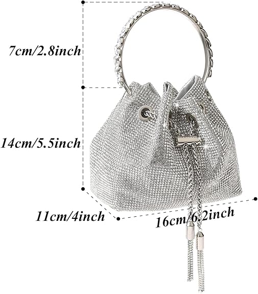 COAIMANEY women's evening clutch bag with a stylish silver finish and a unique handle design