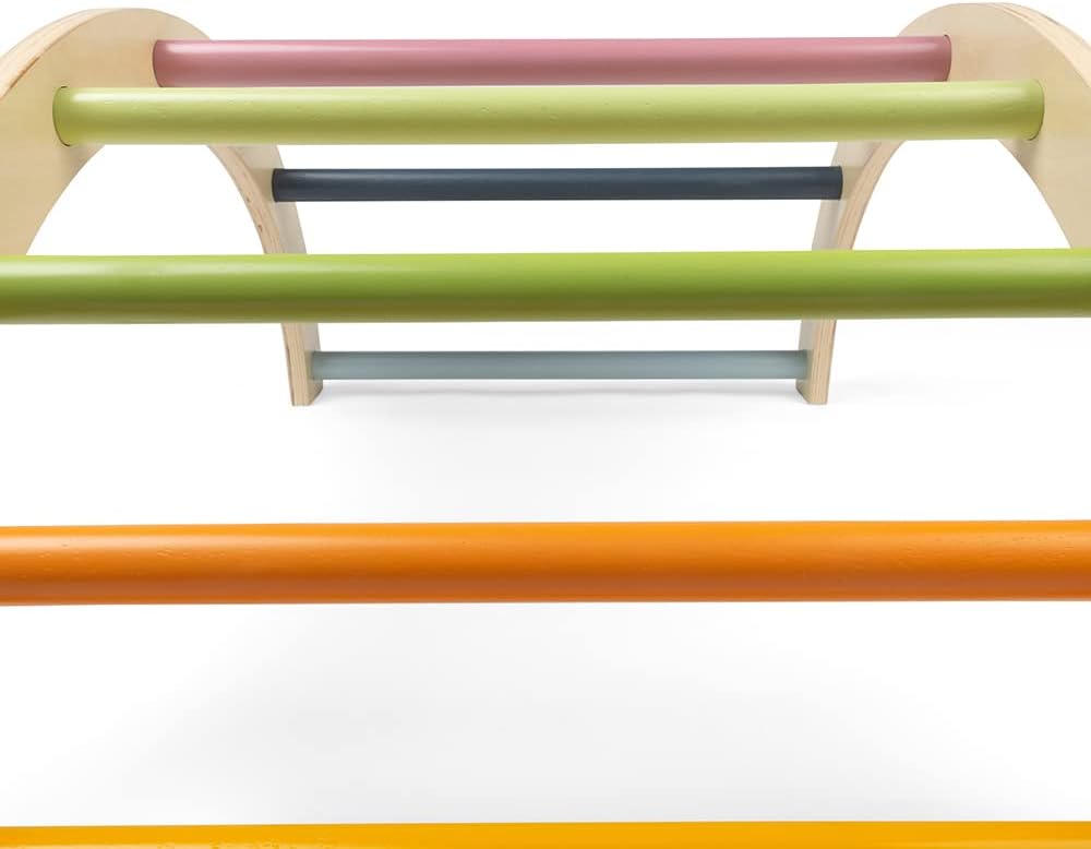 Bigjigs Toys wooden arched climbing frame with colourful horizontal rungs for active play