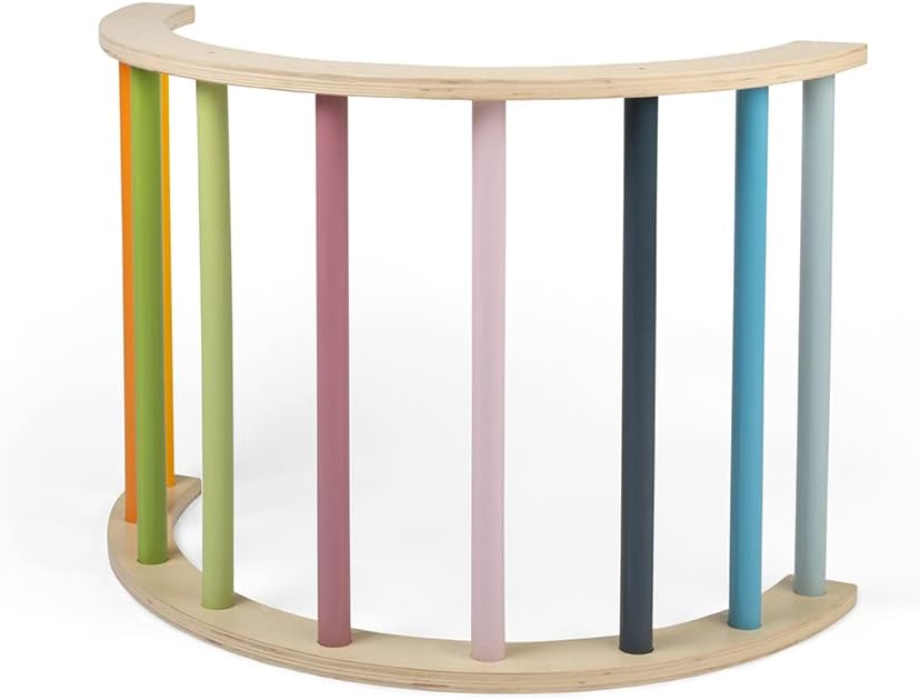 Bigjigs Toys wooden arched climbing frame with colourful vertical posts for active play