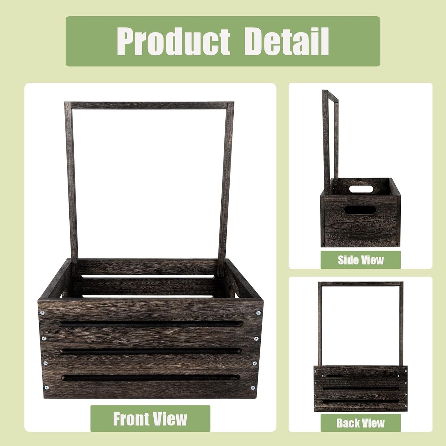 Aitakatta elegant wooden baby gift basket in dark wood finish with open design for storage or gifting