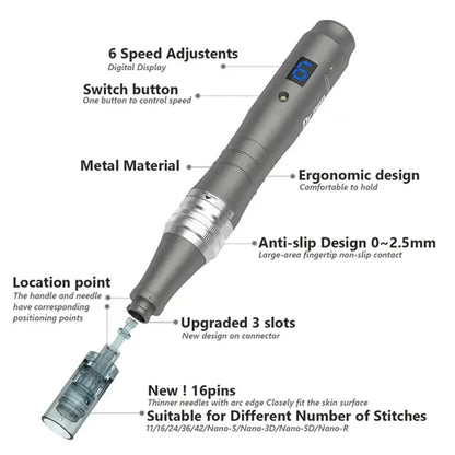 Dr. Pen M8 Microneedling Pen Including 10 Cartridges - Professional Microneedle Derma Roller Pen