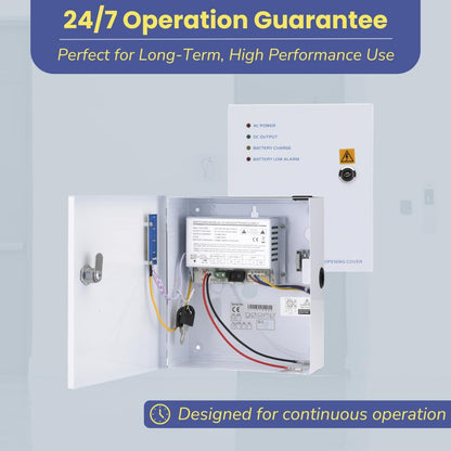 12v power supply with metal lockable box featuring a 24/7 operation guarantee for high performance use
