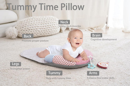 MIIMER 2-in-1 baby tummy time mat with supportive pillow for cognitive development and muscle strength