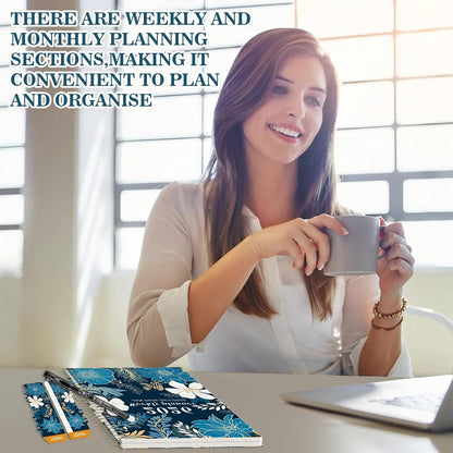 Vegcoo 2026 week to view diary A5 with floral design for effective planning and organisation