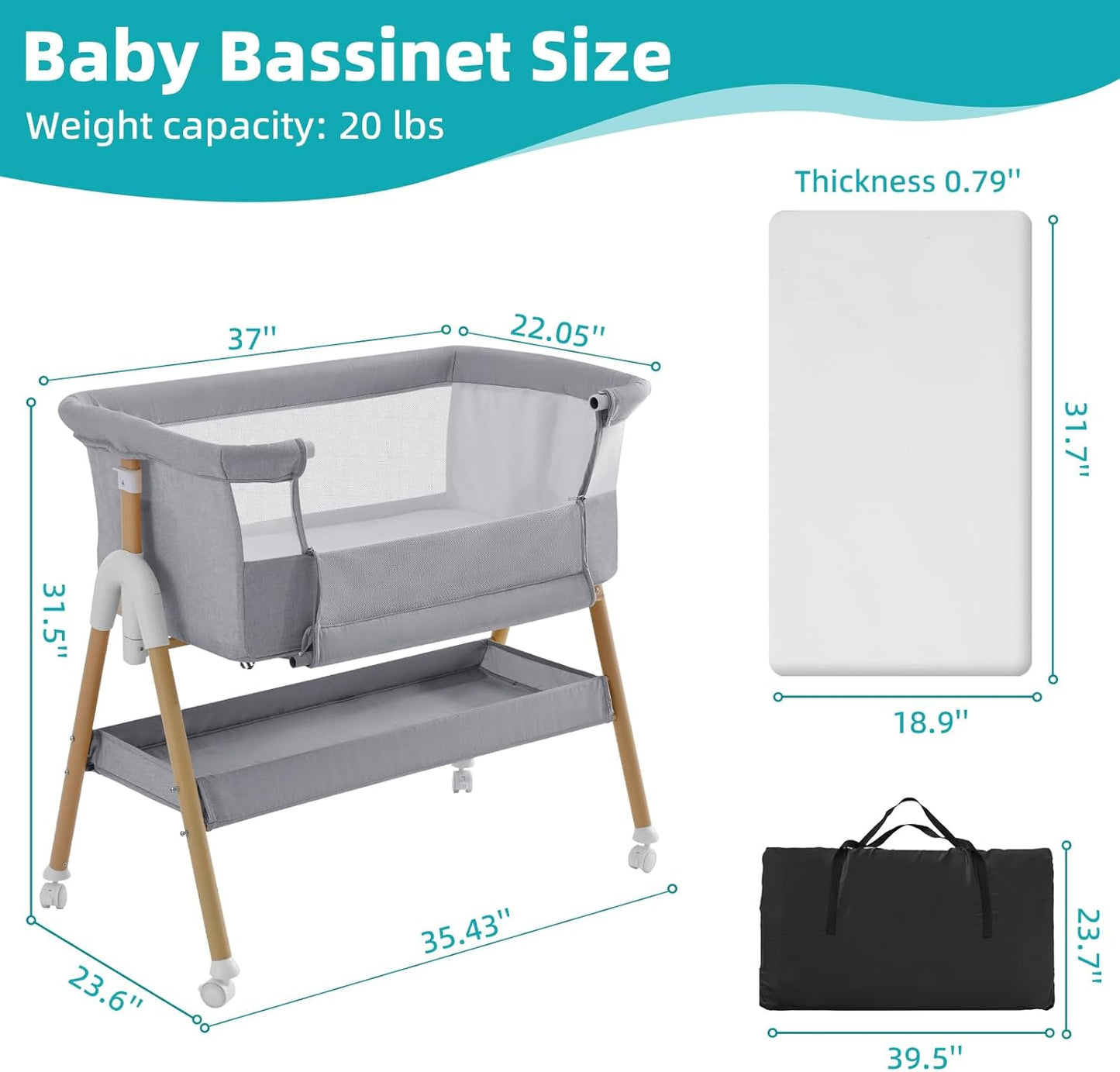 Cozydwells 3 in 1 baby beside crib with mesh sides and adjustable height for versatile use