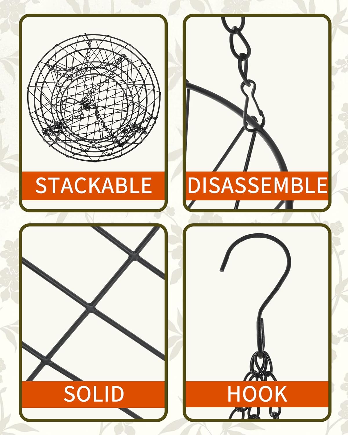 3 tier hanging fruit basket featuring a stackable and solid design with a durable hook