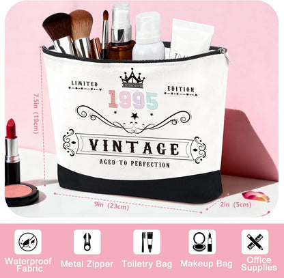Awrmoo Vintage 1995 Makeup Bag with Waterproof Fabric for 30th birthday gifts for women