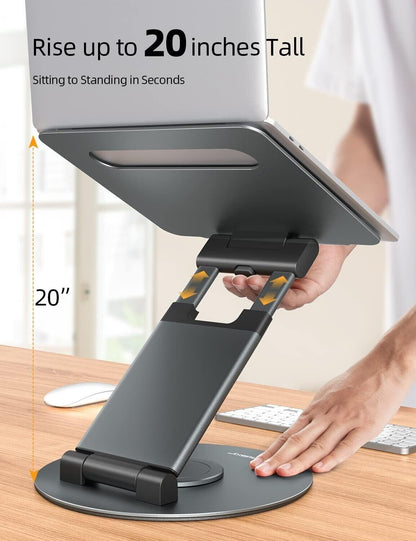 360 rotating laptop stand with adjustable height up to 20 inches for ergonomic use