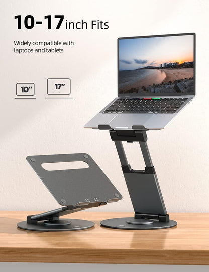 Adjustable 360 rotating laptop stand suitable for laptops and tablets between 10 to 17 inches