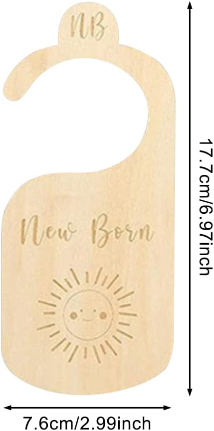 7 Pcs Baby Wardrobe Dividers, Cartoon Wood Baby Clothes Dividers by Size Age, Closet Clothes Organiser Labels Wardrobe Separators, Newborn Gifts for Parents