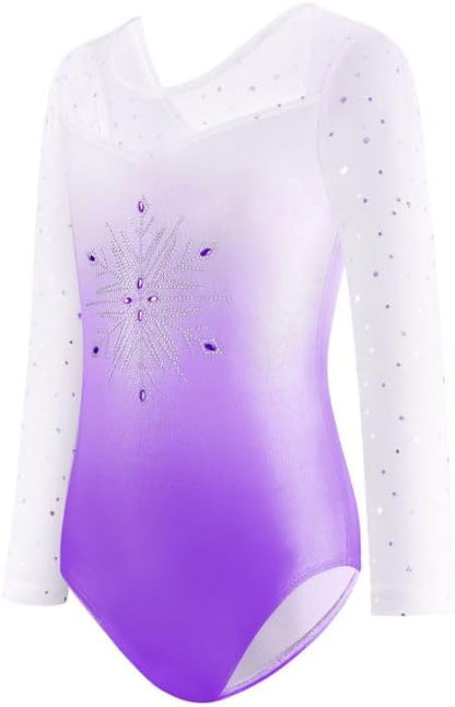 Gymnastics Leotards for Girls with Shorts Set, Long Sleeve/Sleeveless Dance Leotard Sparkle (11-12 Years)