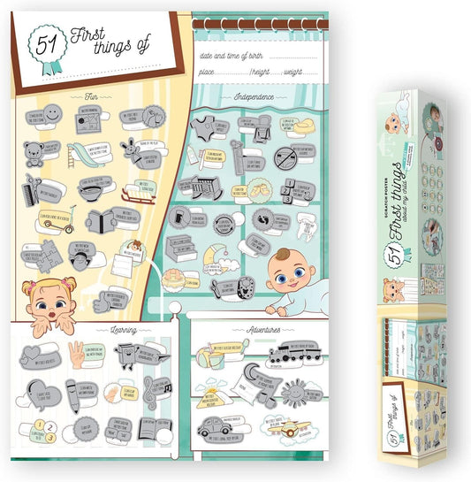 51 First Things of Baby Memory Book with Cute Illustrations for Capturing Milestones