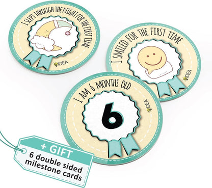 Milestone cards set from The Trading Warehouse featuring baby age markers and achievements for photo props