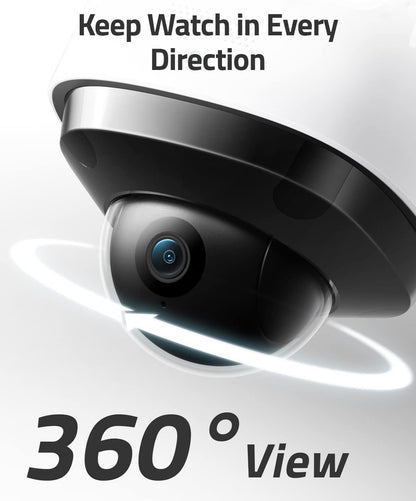 eufy Security Floodlight Cam S330, 360-Degree Pan & Tilt Coverage, 2K Full HD, 3,000 Lumens, Weatherproof, On-Device AI Subject Lock and Tracking, No Monthly Fee, Hardwired