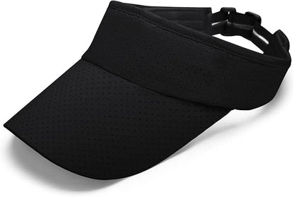 Sun Visor Cap - Mesh Quick Dry Visor Hat,Adjustable Golf Tennis Visor Breathable Empty Top Sun Hat Ponytail Running Outdoor Sport Cap for Men Women (BlackMS