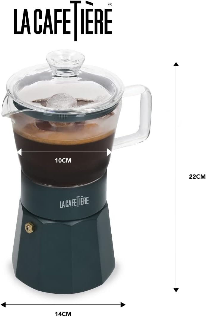 La Cafetière Verona Glass Espresso Maker, Green, 6 Cup, Gift Boxed