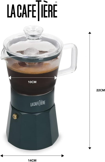 La Cafetière Verona Glass Espresso Maker, Green, 6 Cup, Gift Boxed