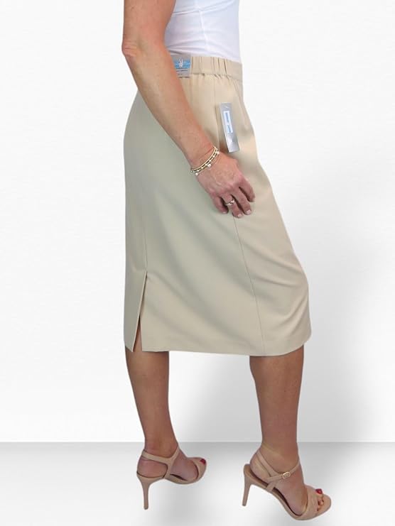 Beige Lined Pencil Skirt for Women (Size 16)