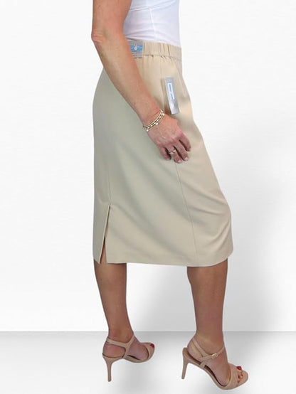 Beige Lined Pencil Skirt for Women (Size 16)