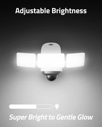 eufy Security Floodlight Cam S330, 360-Degree Pan & Tilt Coverage, 2K Full HD, 3,000 Lumens, Weatherproof, On-Device AI Subject Lock and Tracking, No Monthly Fee, Hardwired